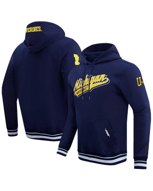Pro Standard Blue Michigan Wolverines Script Tail Pullover Hoodie for men