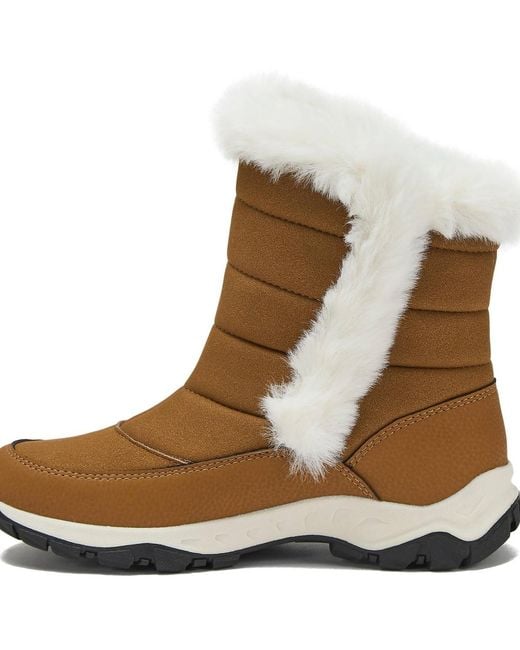 Lands' End Brown Wide Width Expedition Faux Fur Waterproof Puffer Snow Boots