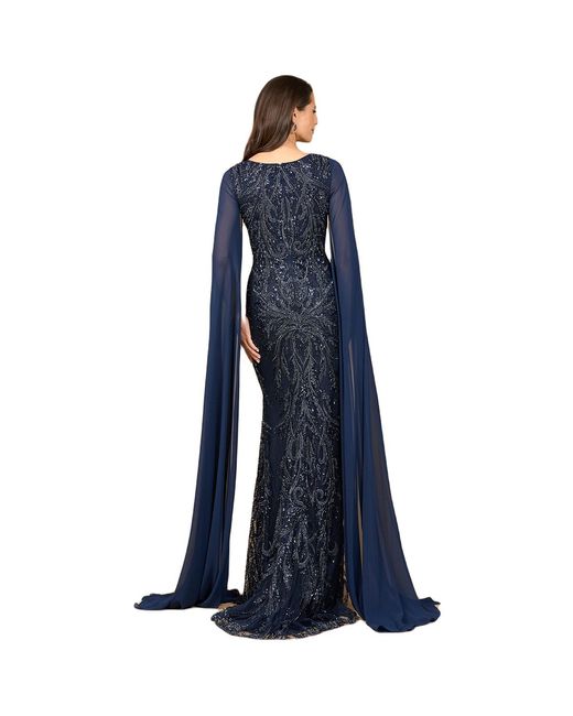 Lara Blue High Neck Gown