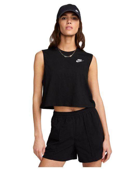 Nike Black Sportswear Club Cropped Sleeveless T-shirt
