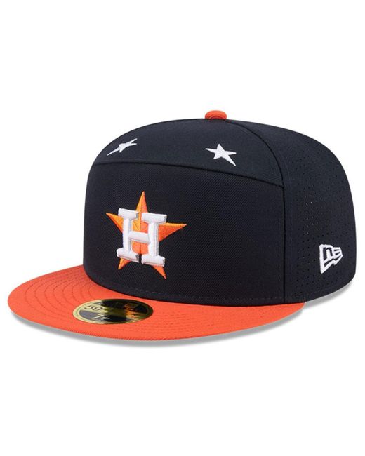 KTZ Blue Navy/orange Houston Astros 2025 Mlb All-star Game Side Patch 59fifty Fitted Hat for men