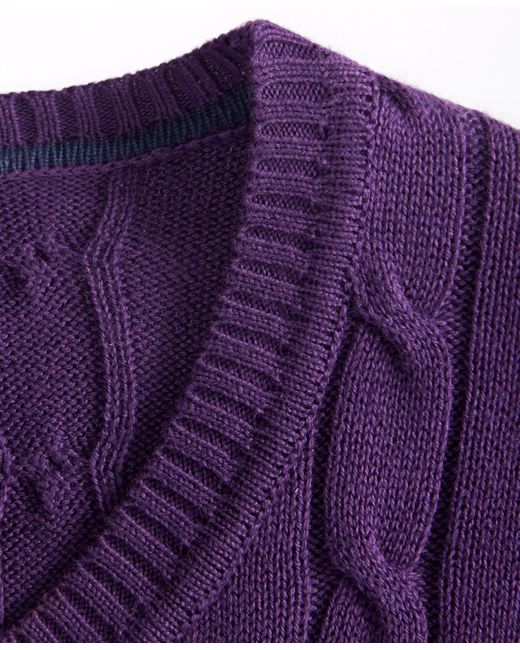 Club Room Purple Cable-knit Cotton Sweater for men