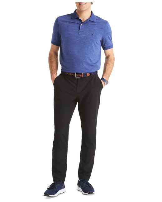 Nautica Black Signature Slim-fit Flat-front Performance Pants for men