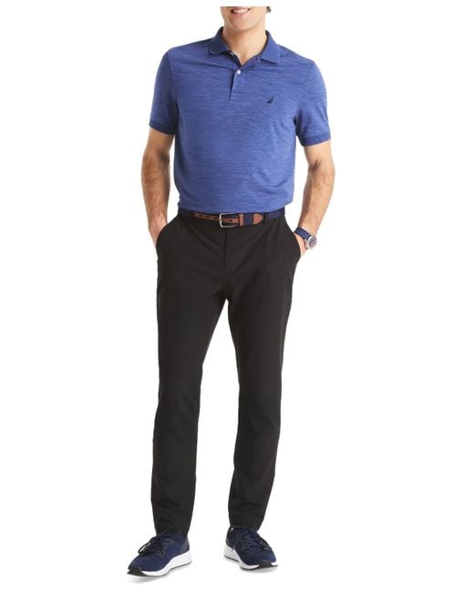 Nautica Black Signature Slim-fit Flat-front Performance Pants for men