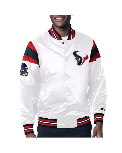 Starter White Houston Texans Satin Full-snap Varsity Jacket for men