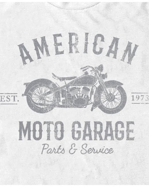 Disney Pixar White Generic Additude American Moto Garage Short Sleeve T-shirt for men
