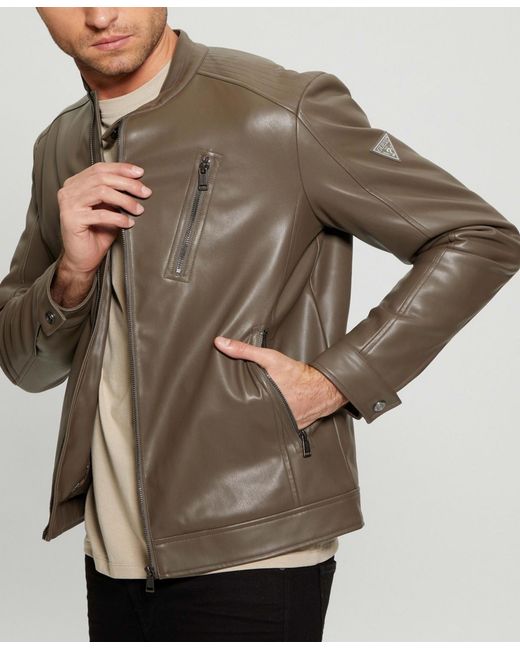 Guess Natural Leather Biker Jacket for men