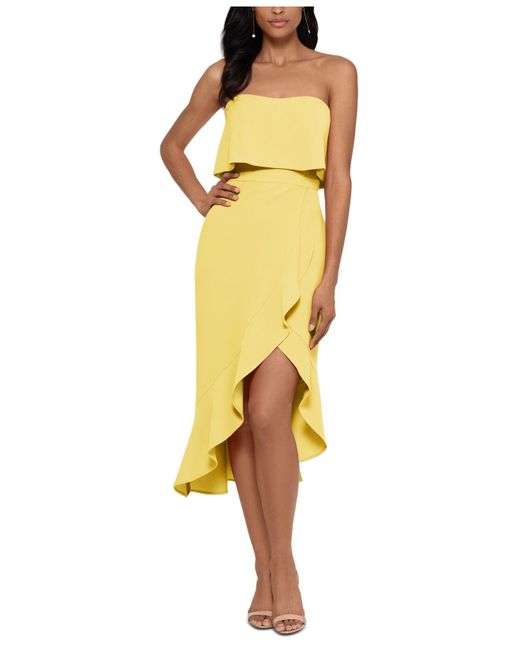 Xscape Synthetic Petite Ruffled Highlow Dress in Lemon (Yellow) Lyst