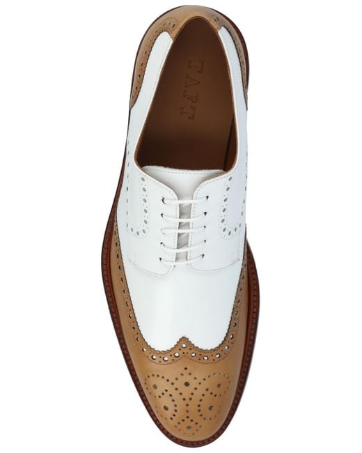 Taft White Spectator Handcrafted Leather Brogue Wingtip Oxford Lace-up Dress Shoe for men