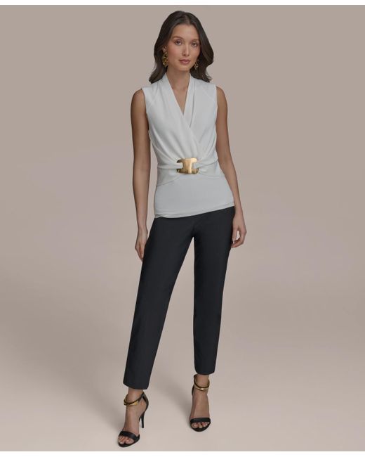 Donna Karan Gray Hardware-detail Sleeveless Top