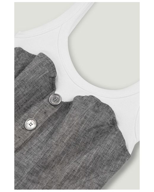 Nocturne Gray Button-front Tailored Blouse
