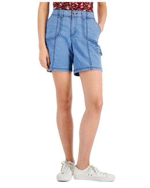 Style & Co. Blue Zig Zag Stitch Shorts