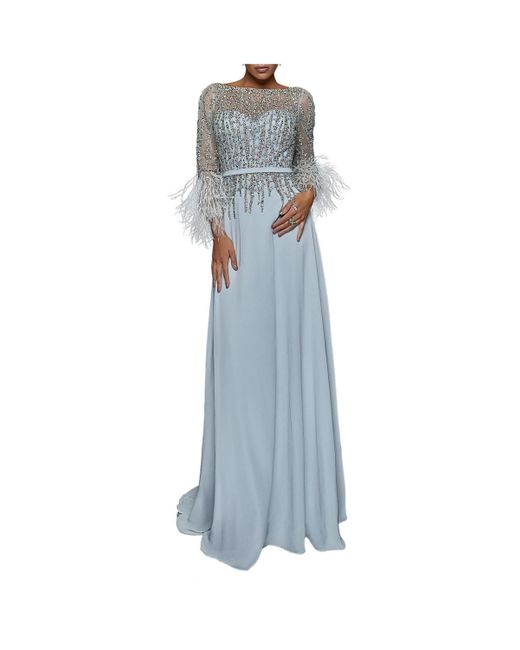 Terani Blue A-line Long Gown