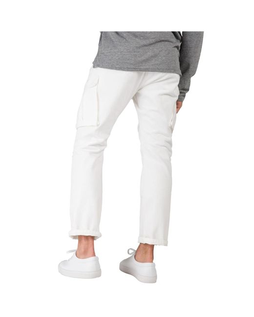 Level 7 Premium White Jeans Slim Straight Distressed Cargo Side Pockets ...