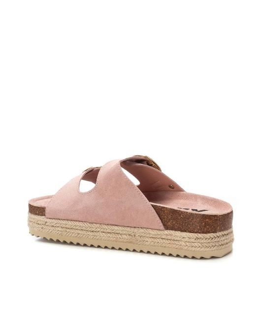 Xti Pink Suede Flat Sandals By
