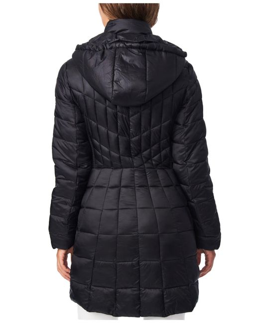 Bernardo Synthetic Hooded Packable Puffer Coat in Black - Lyst