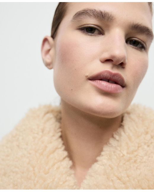 Mango Natural Shearling And Suede-effect Jacket