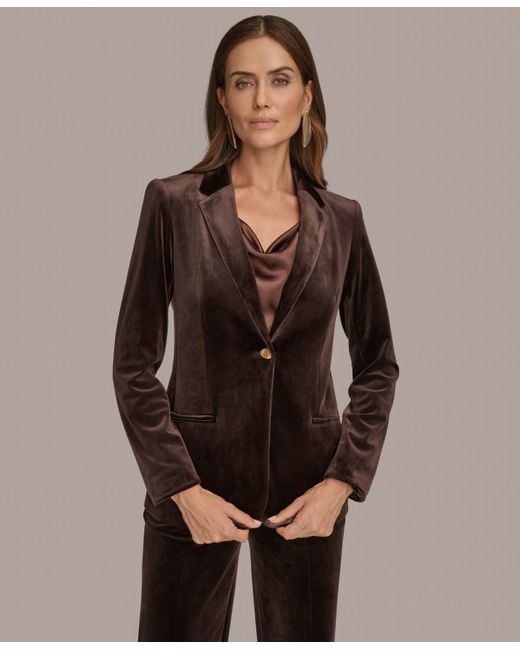 Donna Karan Brown Velvet One Button Jacket