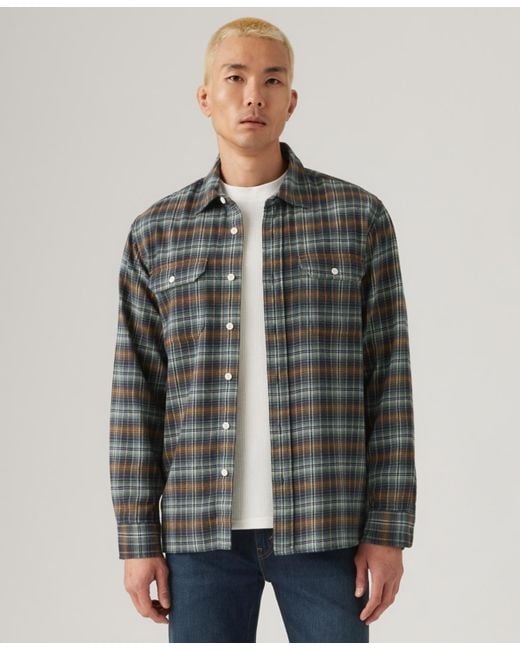 Levi's Gray Relaxed Fit Long Sleeve Button Front Worker Shirt for men