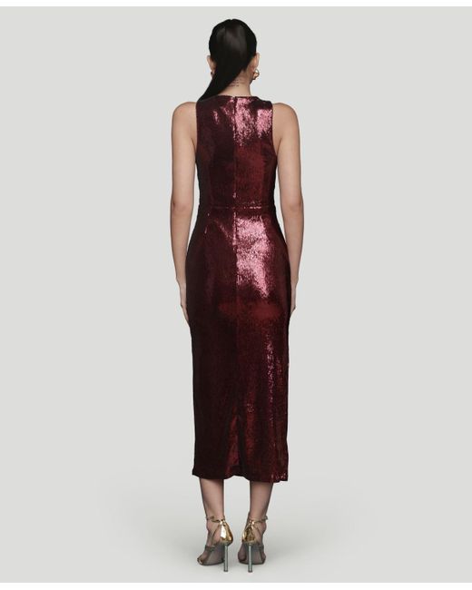 Avec Les Filles Women's Red Sequin-embellished Crewneck Sleeveless Dress