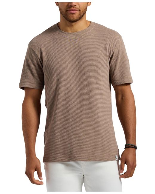 Buffalo David Bitton Brown Waffle Knit Short Sleeve Crewneck T-shirt for men