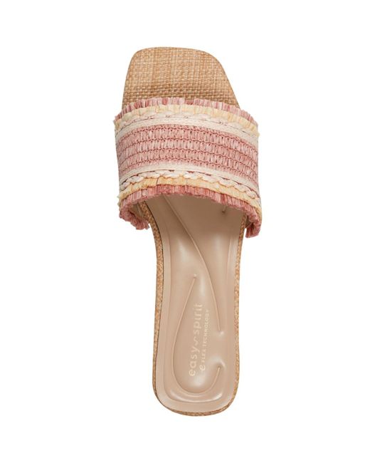 Easy Spirit Pink Graciela Raffia Block Heel Sandals