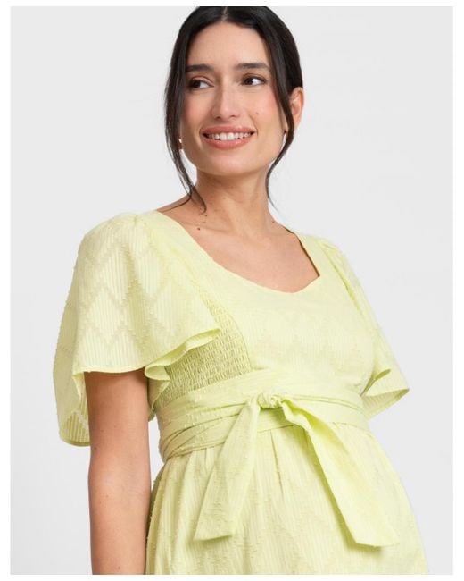 Seraphine Pink Cotton Broderie Maternity And Nursing Dress