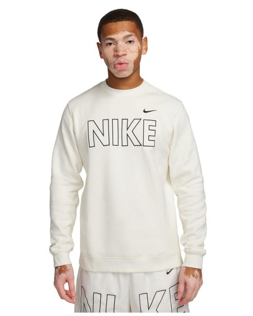Nike White Sportswear Club Fleece Embroidered Logo Sweatshirt for men