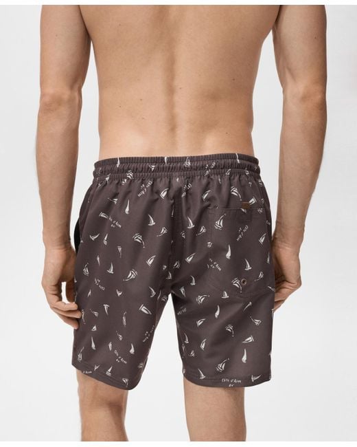 Mango White Sailboat Print Swimsuit for men