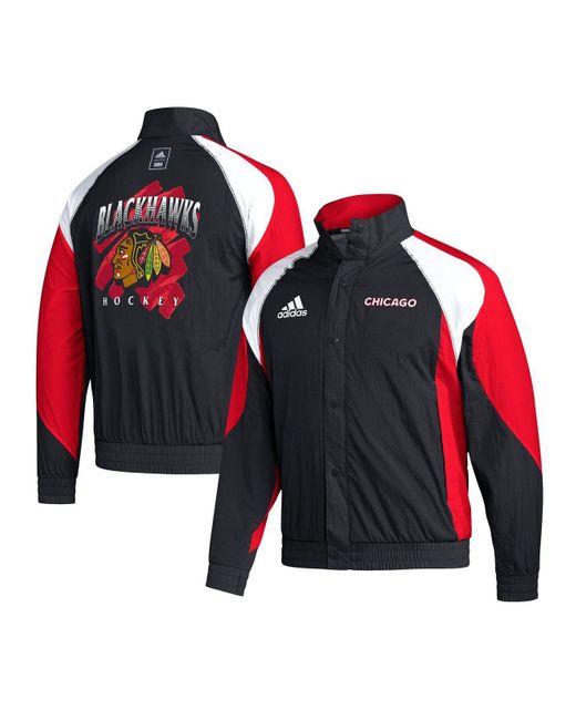 adidas Black Chicago Blackhawks Reverse Retro 2.0 Fullsnap Jacket in