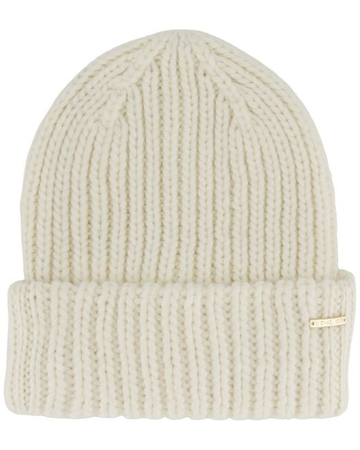 Michael Kors White Michael Diamond Cuff Beanie