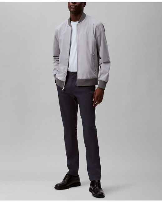 Calvin Klein Gray Logo-print Matte Bomber Jacket for men