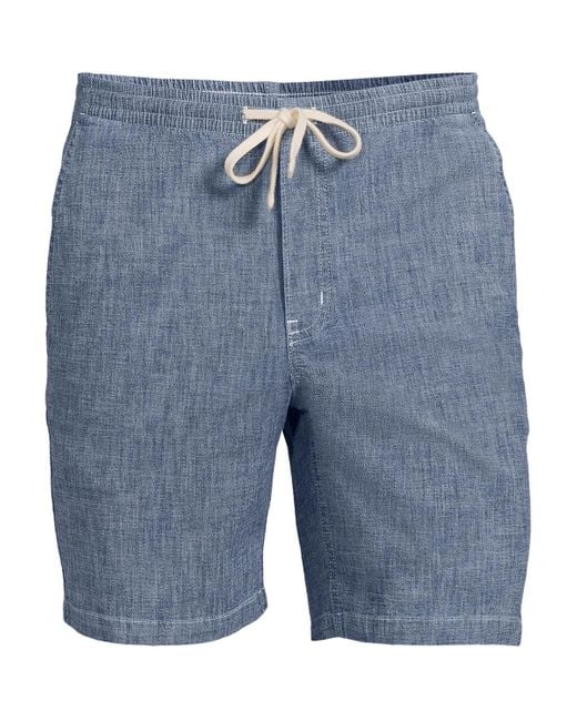 Lands' End Blue Big & Tall 7" Pull On Deck Shorts for men