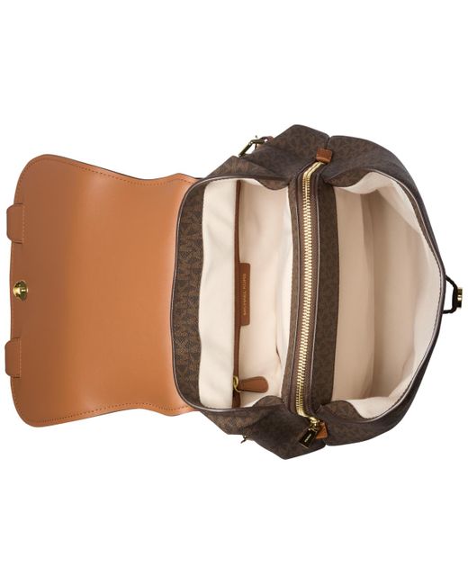 Michael Kors Black Michael Quinn Medium Signature Logo Flap Backpack