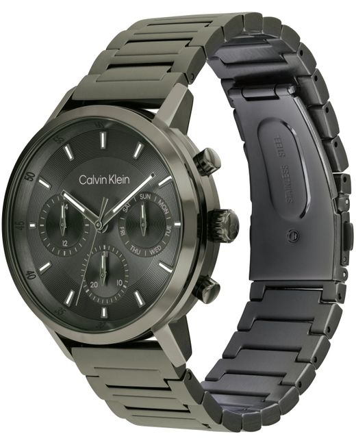 Calvin Klein Gray Gauge Ionic Plated Barley Green Steel Bracelet Watch for men