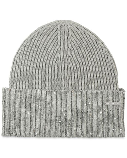 Michael Kors Gray Michael Ribbed Knit Sequin Beanie