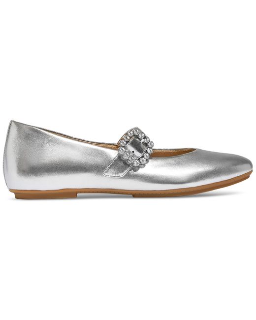 Fitflop White Delicato Crystal-buckle Metallic-leather Mary Jane Flats