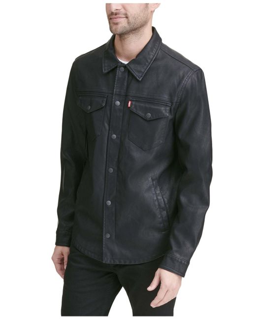 Levi's Faux Leather Shirt Jacket in Black for Men - Save 58% - Lyst