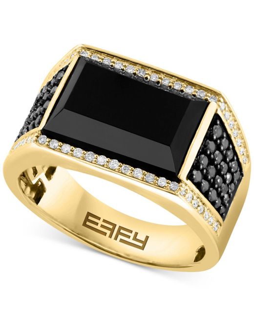 Effy Onyx & Diamond (3/4 Ct. T.w.) Ring In 14k Gold in Black (Metallic ...