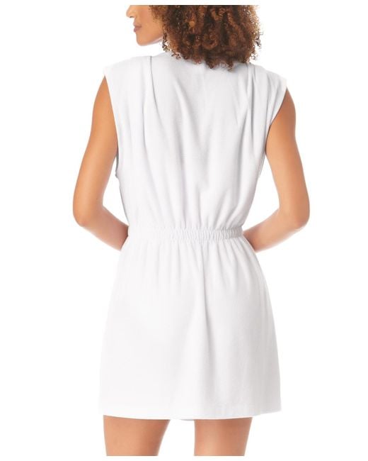 Anne Cole White Pleated Terry Cover-up Robe