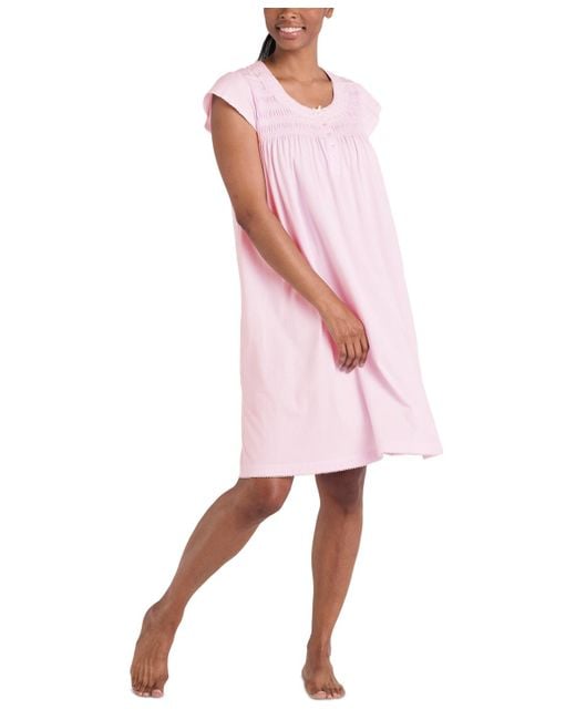 Miss Elaine Pink Embroidered Short-sleeve Nightgown