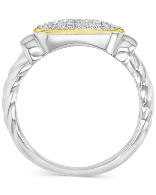 Macy's White Cubic Zirconia Rectangular Cluster Twist Rope Statement Ring