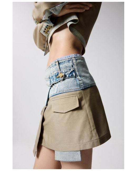 Desigual Multicolor Short Bimaterial Skirt
