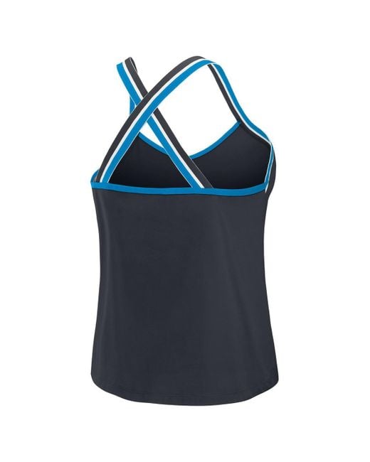 WEAR by Erin Andrews Blue Carolina Panthers Cross Strap Tri-blend Tank Top