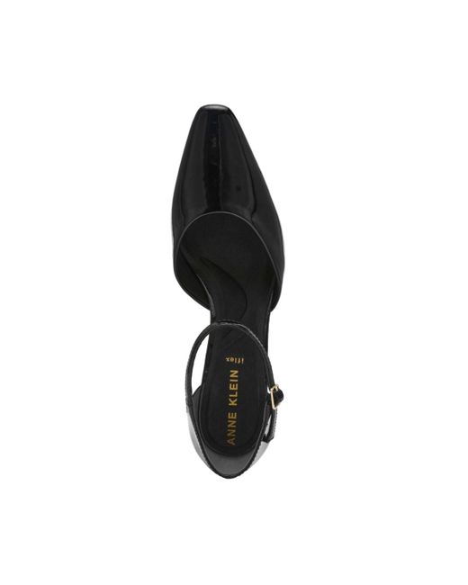 Anne Klein Black Rosalind Ankle Buckle Strap Pumps