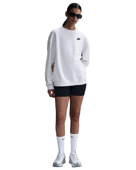 Nike White Sportswear Club Fleece Loose Crewneck Sweatshirt