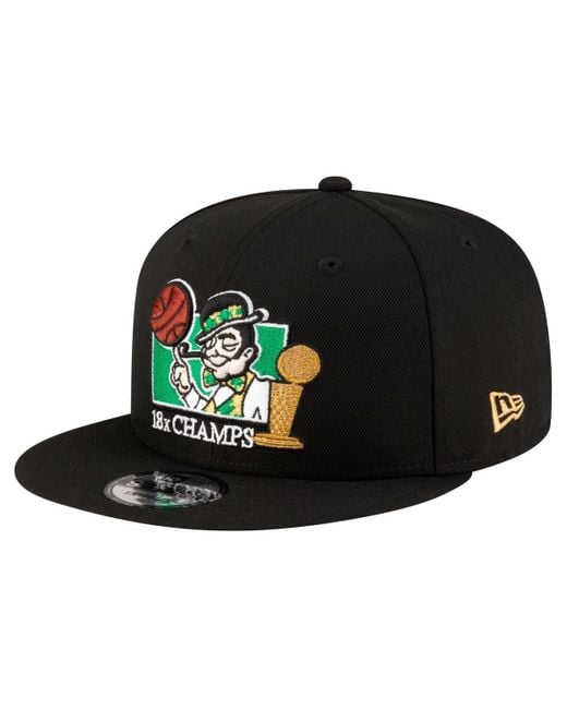 KTZ Black Boston Celtics Lucky 18x Champs 9fifty Snapback Hat for men