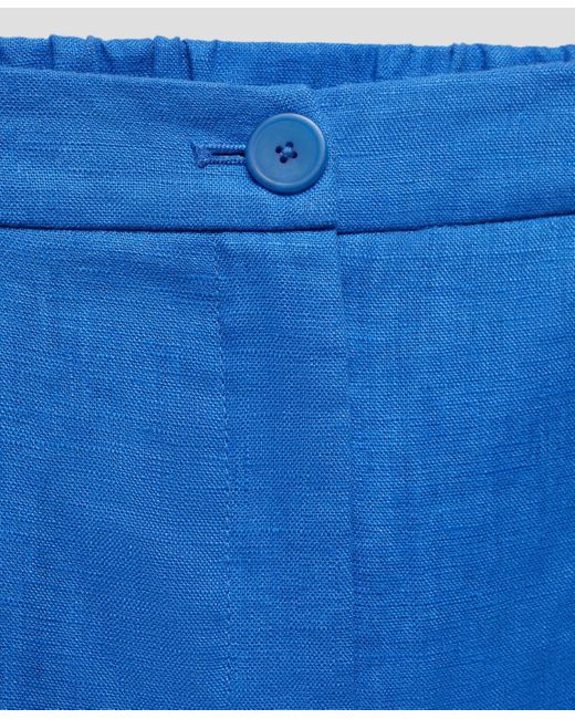Mango Blue 100% Linen Straight Pants