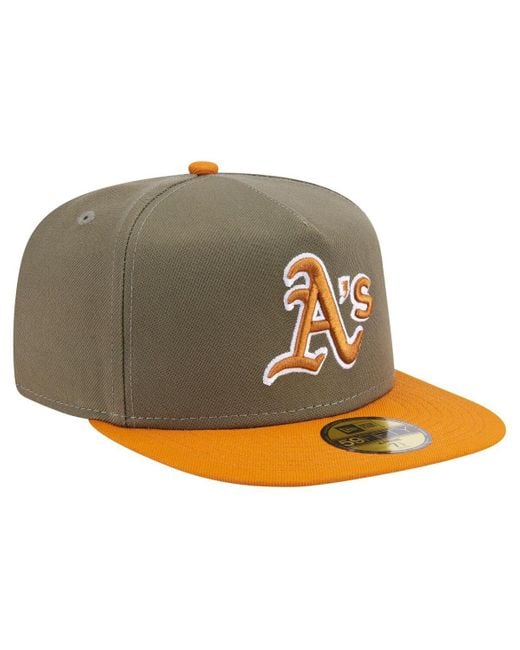 KTZ Multicolor Olive/orange Athletics Two-tone Color Pack A-frame 59fifty Fitted Hat for men