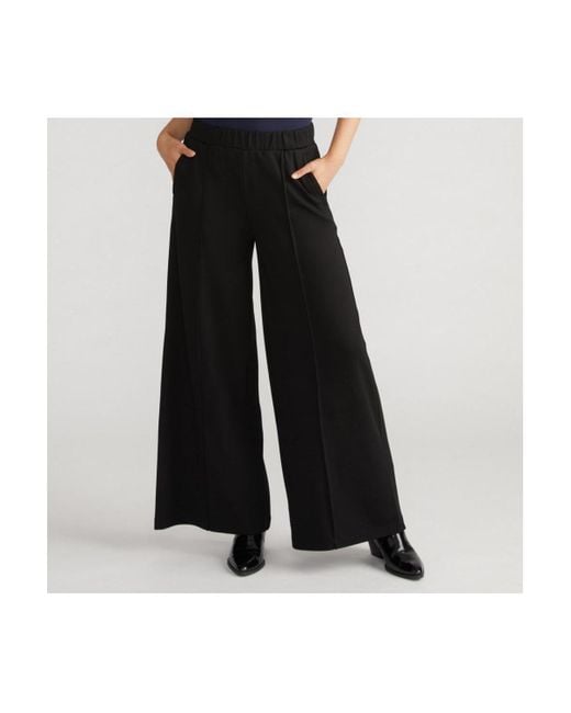 UNIVERSAL STANDARD Black Plus Pam Pintuck Wide Leg Ponte Pants
